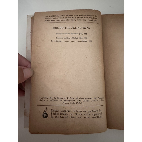 Stanley Wolpert, Aboard the Flying Swan 1956 Pocket Book C-191 1st Print VTG - Picture 4 of 9